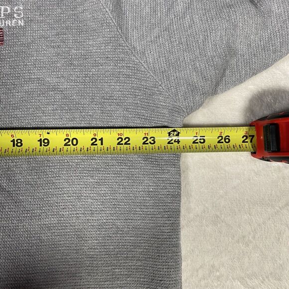 Vtg 90's Chaps Ralph Lauren Waffle Knit Sweater Gray Logo American Flag Men's Lg - Picture 5 of 7